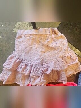 Light Pink Eyelet Ruffle Mini Skirt - Women